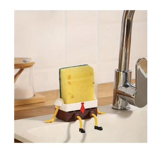 Cartoon Sponge Drain Rack - Fun Bathroom Shower Caddy with Hanging Storage Organizer, Features for Kitchen and Coffee Bar Accessories