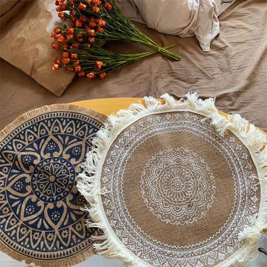 1Pc Creative Jute Placemats Photo Prop Decoration Table Placemat Resistant Heat Non-Slip Home Linen Fabric Washable Bowl Cup Mat