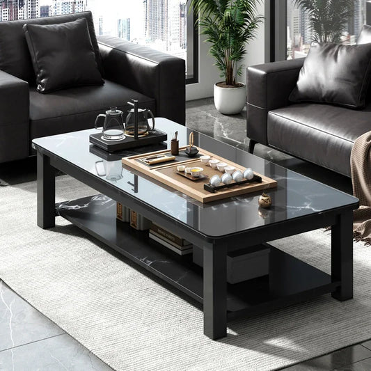 Low Square Coffee Table – Sleek Nordic Design with Mobile Convenience for Modern Living Spaces.