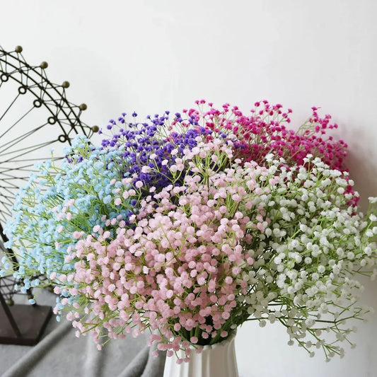 1 Bundle of Artificial Gypsophila Flowers - Real Touch Silk Wedding Bouquet for Home and Garden Decoration