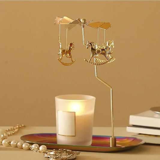 Metal Home Decoration Tealight Candlestick Rotating Candle Holder Spinning