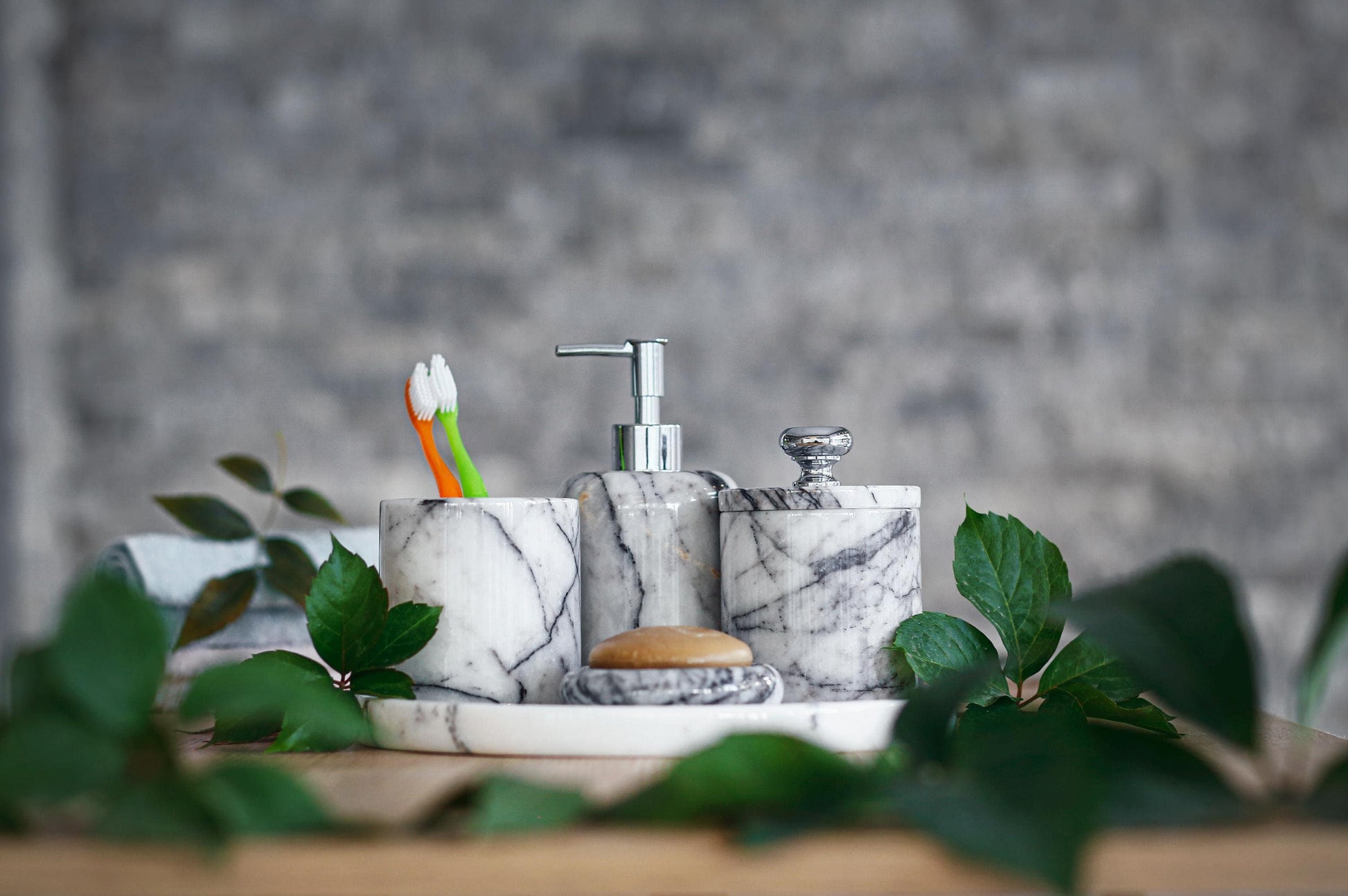 Valeria 5-Piece Marble Bathroom Set